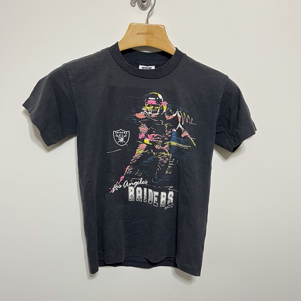 Vintage Los Angeles Raiders Shirt Youth L 16-18 Bo Jackson NFL Black 90s SSI USA